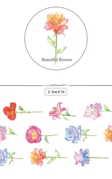 

1Roll=25mmx7m High Quality Flowers Rose Pattern Japanese Washi Decorative Adhesive Tape DIY Masking Paper Tape Label Sticker