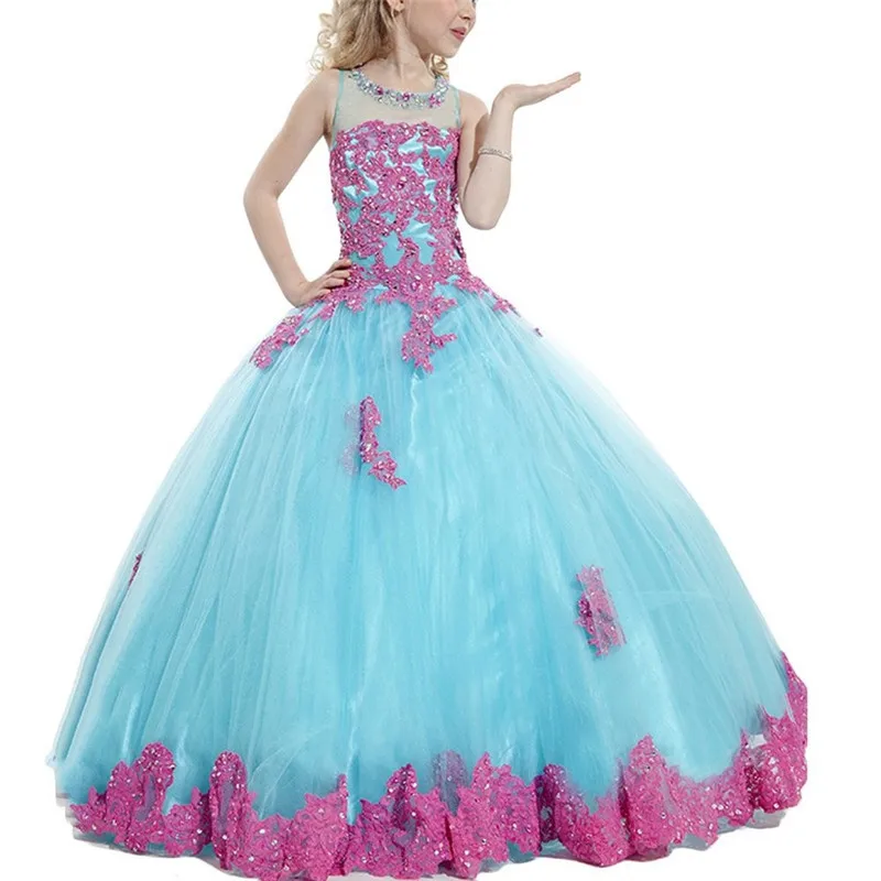 New-Arrival-2019-Little-Girls-Pageant-Dress-Purple-and-Green-Ball-Gown-Beads-Lace-Applique-Floor
