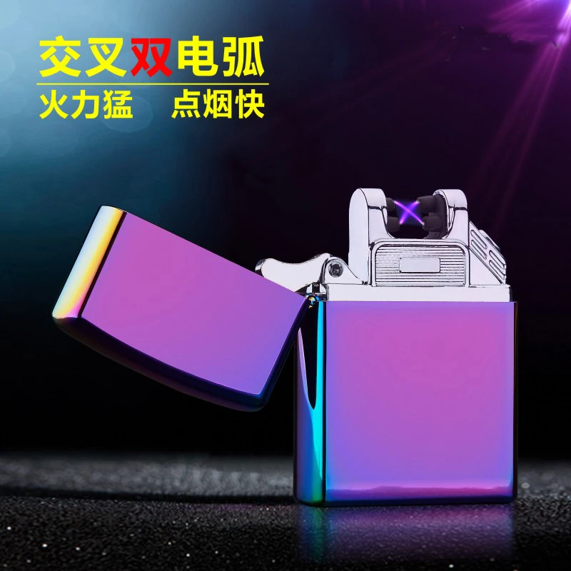 217 креативный сплав цинка Dual arc перезаряжаемая через USB Зажигалка логотип