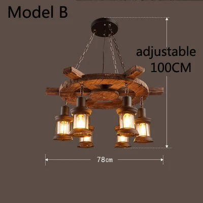 Ретро-бар, промышленная ветровая люстра, лофт из твердой древесины, индивидуальная ресторанная бар, промышленная кофейня, промышленная люстра - Цвет корпуса: Model B with bulb