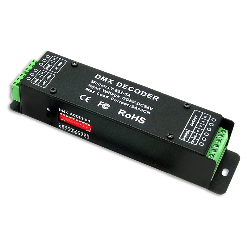 

LTECH 3CH DMX decoder 5A*3CH DC 12V-24V 3 Channel LED Strip Light DMX decoder Controller DMX512 Constant voltage Decoder