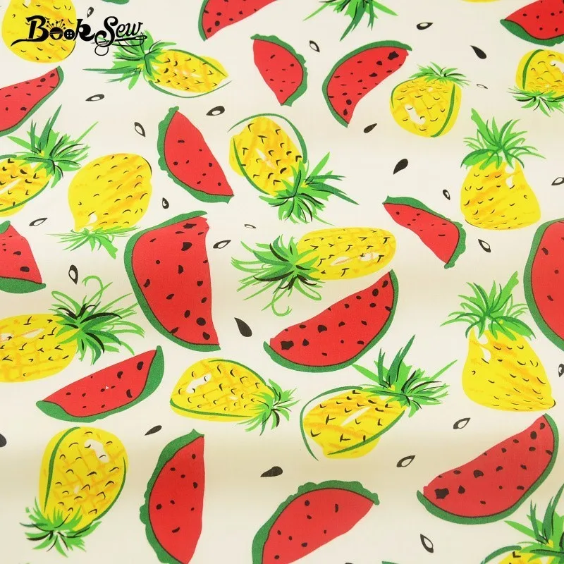 Booksew Cotton Poplin Fabric Pineapple And Watermelon Quilting Clothing Dress Bedding Home Decoration Pillows Crafts Shirt Dolls | Дом и сад