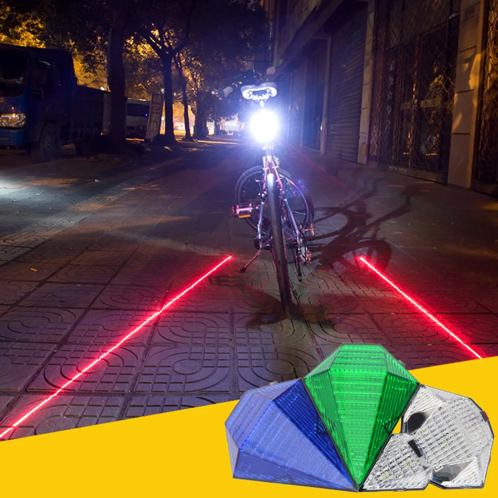 Clearance High Quality 5 LED 2 Laser Bike light 7 Flash Mode Cycling Safety Bicycle Rear Lamp Waterproof Laser Tail Warning Lamp Flashing 13