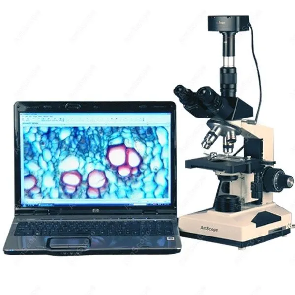 Trinocular Microscopeamscope 40x2000x Laboratory Clinic Veterinary Trinocular Microscope + 1