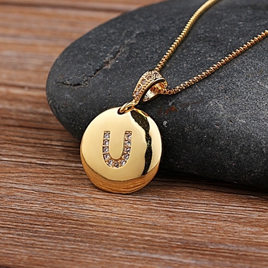 Hot Sale Top Quality Women Girls Initial Letter Necklace Gold Color 26 Letters Charm Necklaces Pendants Copper Jewelry Gift