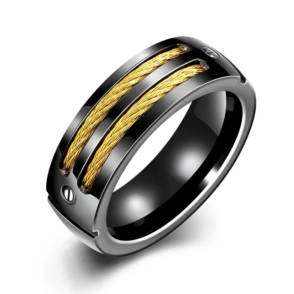 2016 new arrival screw design unique cool simple 316l titanium steel black gold finger ring men - Unique Wedding Rings For Men 2016 new arrival screw design unique cool simple 316l titanium steel black gold finger ring men - Unique Wedding Rings For Men