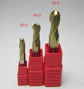 

3PCS radius 3.0 4.0 5.0 mm HRC62 Dia 6mm 8mm 10mm 2 flutes Tungsten Carbide Ball Nose End Mills set bits milling cutter