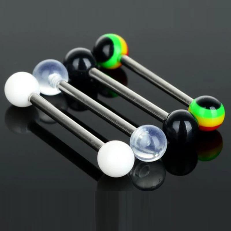 

1pc Sexy Barbells Ball Tragus Ear Cartilage Labret Lip Piercing Stainless Steel Tongue Rings Body Jewelry White Black Color