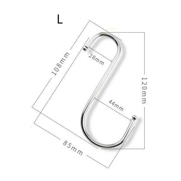 XZJJA 3 шт. большие средние маленькие металлические s-образные крючки для ванной и кухни Висячие вешалки застежка стойка для мелочей Органайзер держатели для хранения - Цвет: Big