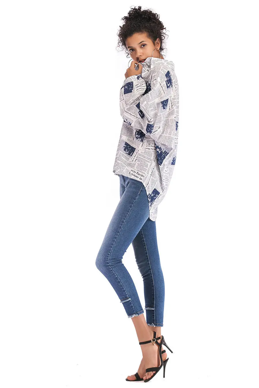 Gladiolus 2018 New Autumn Shirt Women Batwing Sleeve Letter Printed Loose Irregular Long Blouse Women Shirts Ladies Tops blusas (20)