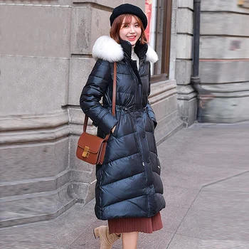 

Real Fox Fur Collar Hooded Parkas Women White Duck Down Jacket 2019 Winter Jacket Women Warm Thick Snow Wear Lady Winter Coat