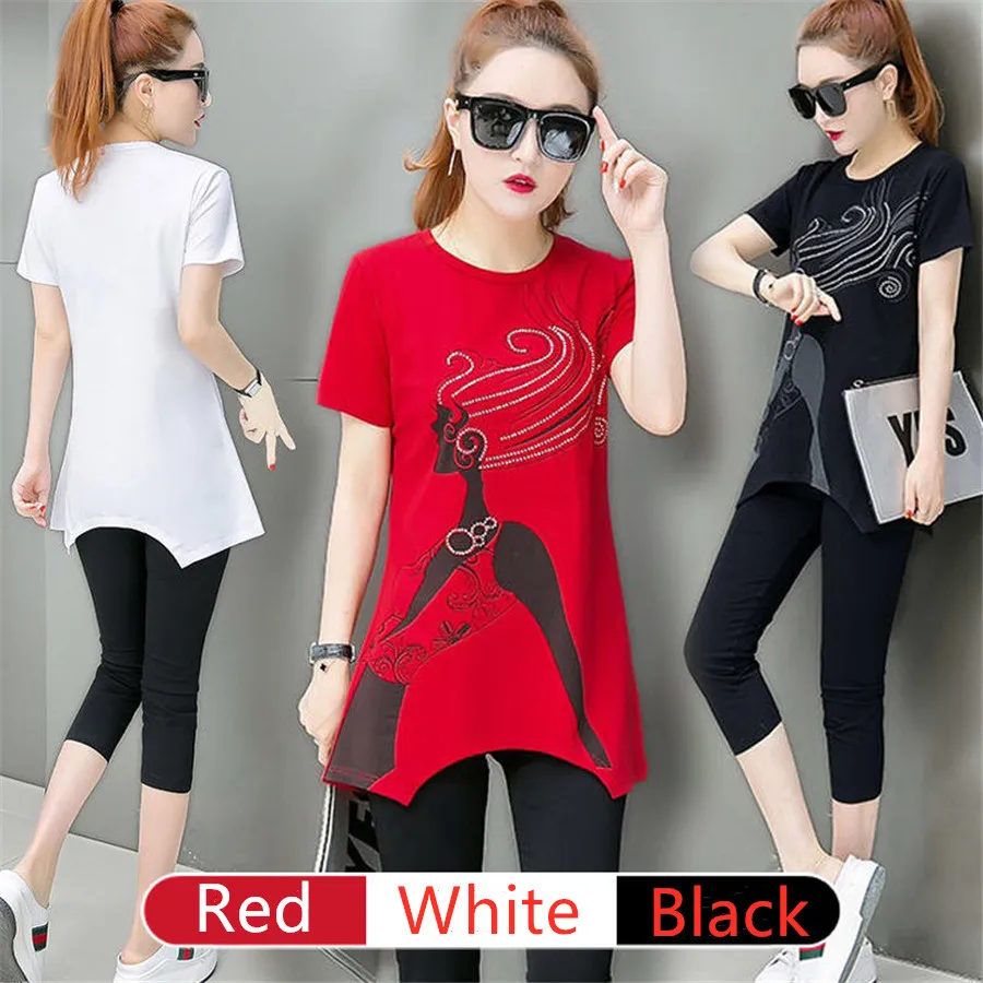 

M-5XL 2019 Korean summer large size women clothing sporting sets female casual loose two piece sportswear suits womens tracksuit