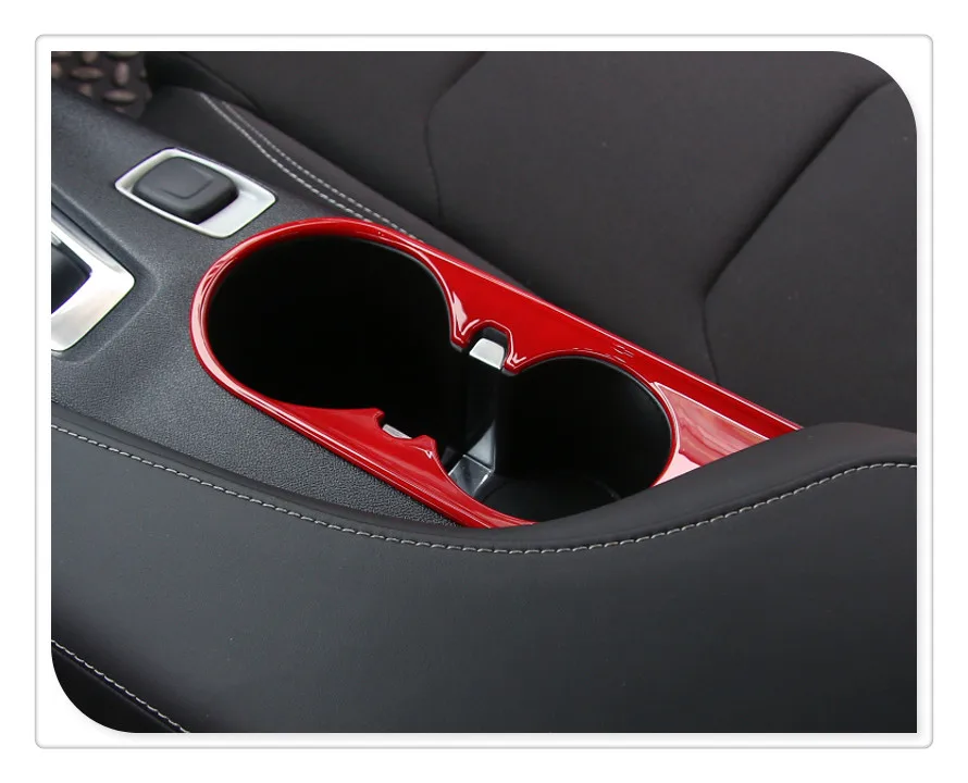 

Red / Blue / Matte Interior Front Water Cup Holder Trim Frame Cover For Chevrolet Camaro 2016 2017