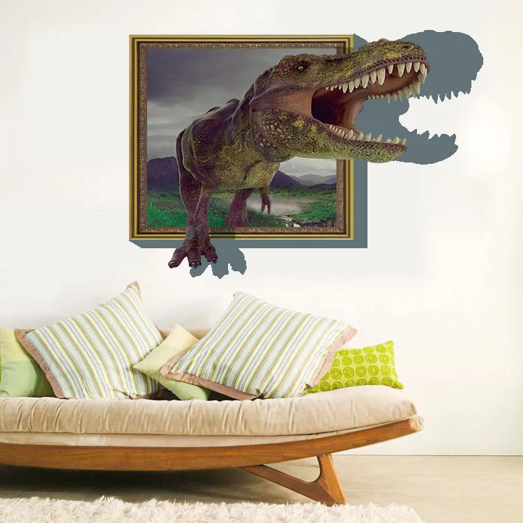 3D Wall Stickers for Living Rom of Jurassic Park Dinosaur Design