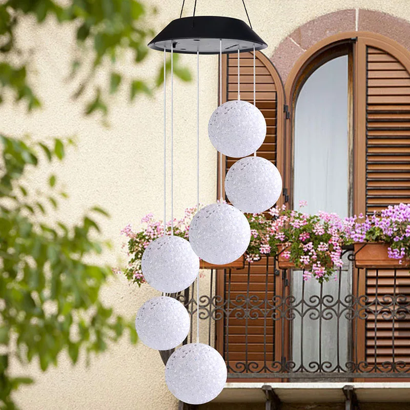 

Outdoor Solar LED Ball Light Colorful Wind Chime Light Decoration Lamp SLC88