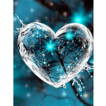 

Diamond Painting Cross Stitch Blue Heart Full Square/Round Rhinestones 5D DIY Diamond Embroidery Diamond Mosaic Wall Decor
