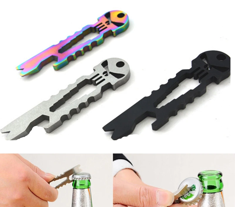 

Skull Beer Bottle Opener Prybar Pry bar Crowbar multi pocket tool pendant keyring gadget camp hike outdoor