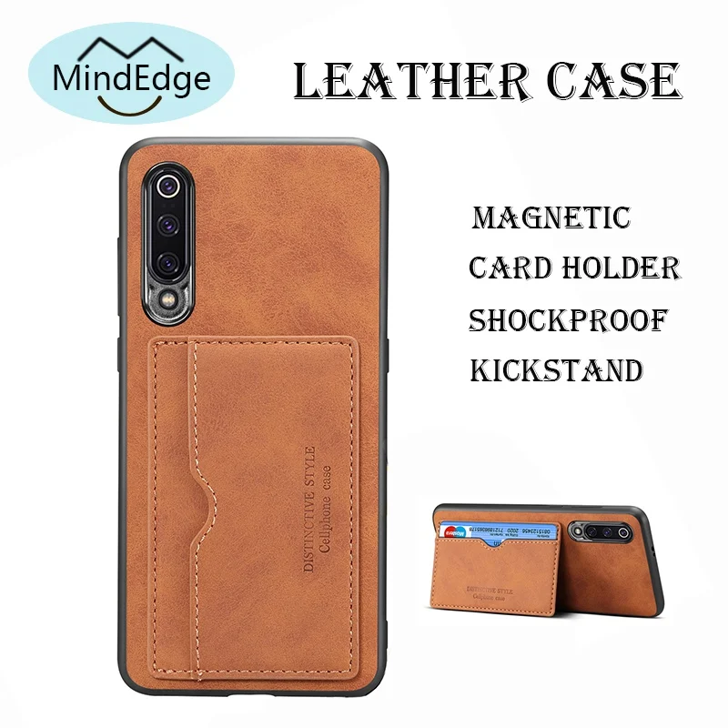 

Ultra Thin Kickstand Leather Case for Xiaomi Mi 9 Case Card Holder Coque Soft Frame Back Cover Capa Magnetic Shockproof Fundas
