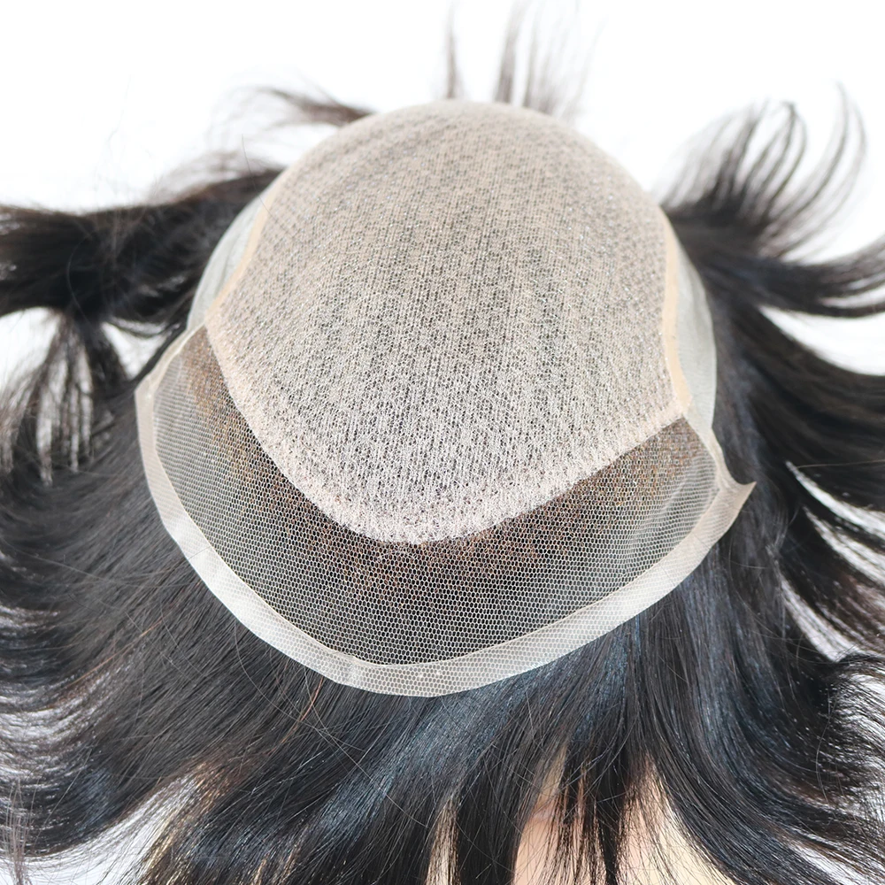 SimBeauty натуральная кожа головы выглядит шелковая основа со швейцарским кружевом спереди мужской парик с натуральными волосами замена волос