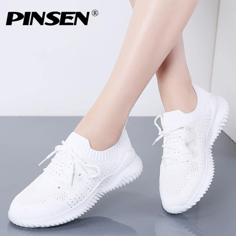 

PINSEN 2019 Summer Sneakers Women Flats Breathable Casual Shoes Woman Lace-up Basket Femme Trainers Women Shoes Chaussure Femme