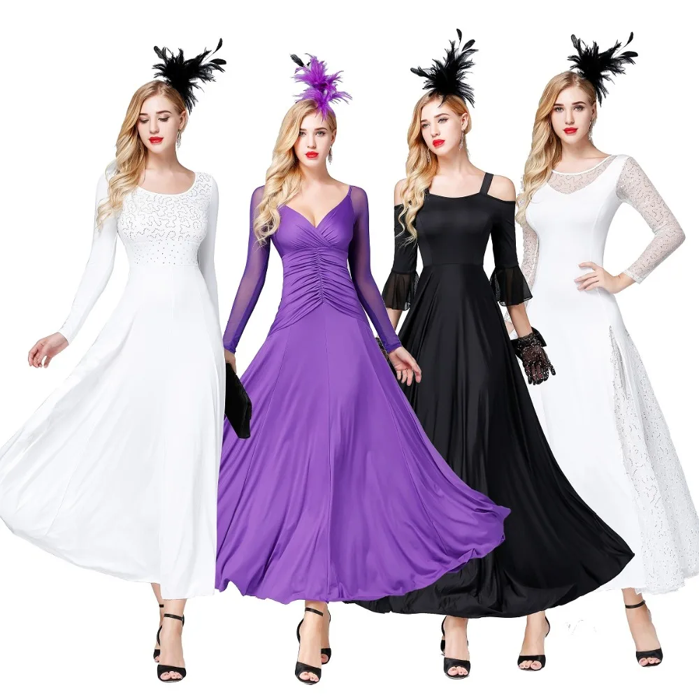 

Standard Ballroom Dance Dress Women Lady Milk Silk Long Sleeve Led Ballroom Dancing Dresses Waltz Flamenco Practice Wear