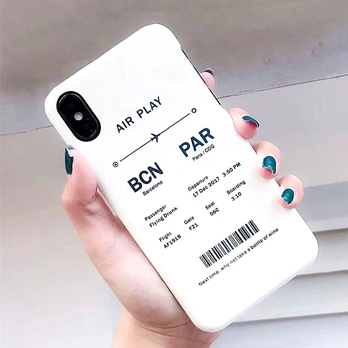 Airplane Case Boarding Pass 3D Funny Cute Mobile Phone Shell for Iphone 6 6s 7 7plus 8 8plus X XS Ultra Slim Silicon |