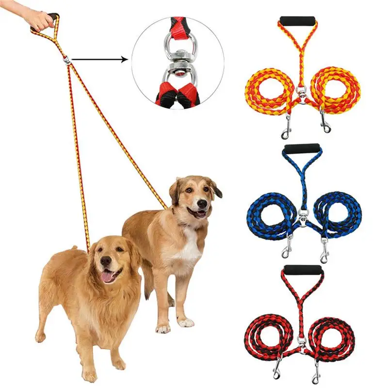Pet Coupler Lead Leashes For Two Big dogs 2 Way Pet Dog Nylon Daily
