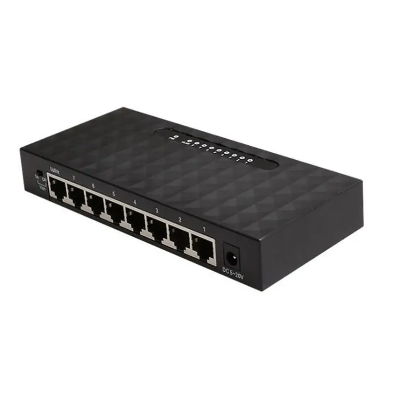 HOT-Diewu 8 Port Gigabit Ethernet Network Switch 10/100/1000Mpbs Hub Desktop Lan Hub Full/Half Duplex Exchange Ethernet Smart