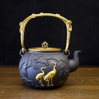 

Metal Iron Teapot Pure Handmade Japanese Southern Cast Metal Iron Kettle Heated Teapot + Filter Teapot 1200ml-1400ml Tea Set