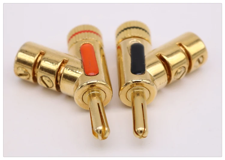 4pcs Brass Copper Plated Gold Gun-type Audio Video Speaker Connector Banana Jack Plug