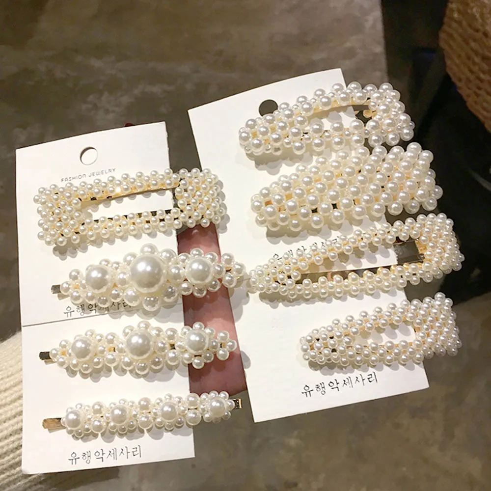 

2019 Full Pearls Hair Clips for Women Fashion Sweet Fashion Korean Style Hairpins Jewelry Alloy Hairgrip Girls Hair Accessories