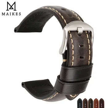 

MAIKES Special Leather Watch Strap Black Watch Accessories Watchband 20mm 22mm 24mm Watch band For Panerai Omega MONTBLANC