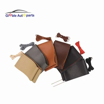 

38cm M Genuine Leather Steering Wheel Covers Auto Car Accessories Decoration Soft DIY For Toyota Chevrolet VW Ford GOOD