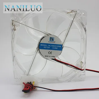 

NANILUO pc computer fan 12mm with 4ea led 12025 12cm silent DC 12V LED luminous chassis molex 4D plug axial fan