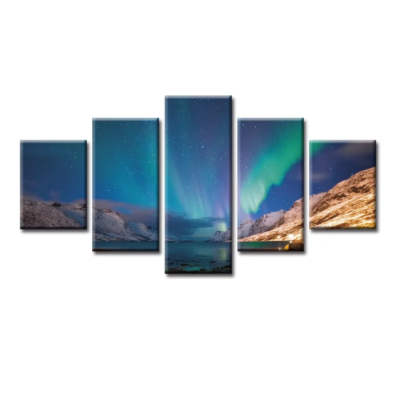 

Wholesale Aurora scenery Printings Paintings Wall Art Home Decoration framed Canvas Oil Painting For Living Room