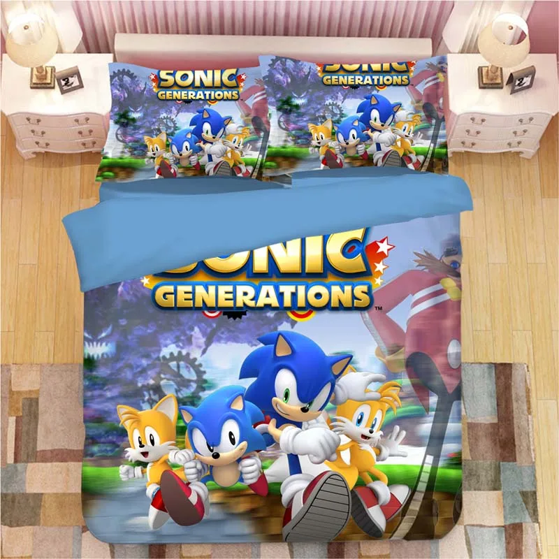 Sonic The Hedgehog Bedding Set Super Mario Bros Duvet Covers Pillowcases Twin Full Queen King Comforter Bedding Sets Bed Linen - Цвет: 16