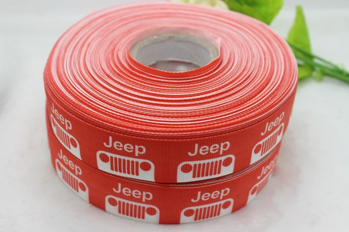 

NEW arrival 50yards/lot 1" 25mm red cartoon jeep logo printed grosgrain ribbon