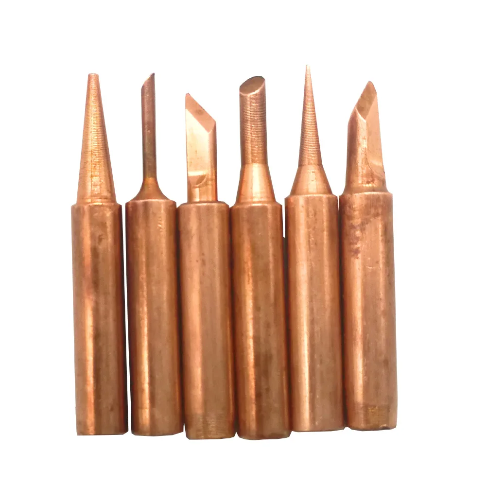 

6pcs 900M-T Diamagnetic copper soldering iron tip Welding Lead-free Solder tip 933.376.907.913.951,898D,852D+ Soldering Station