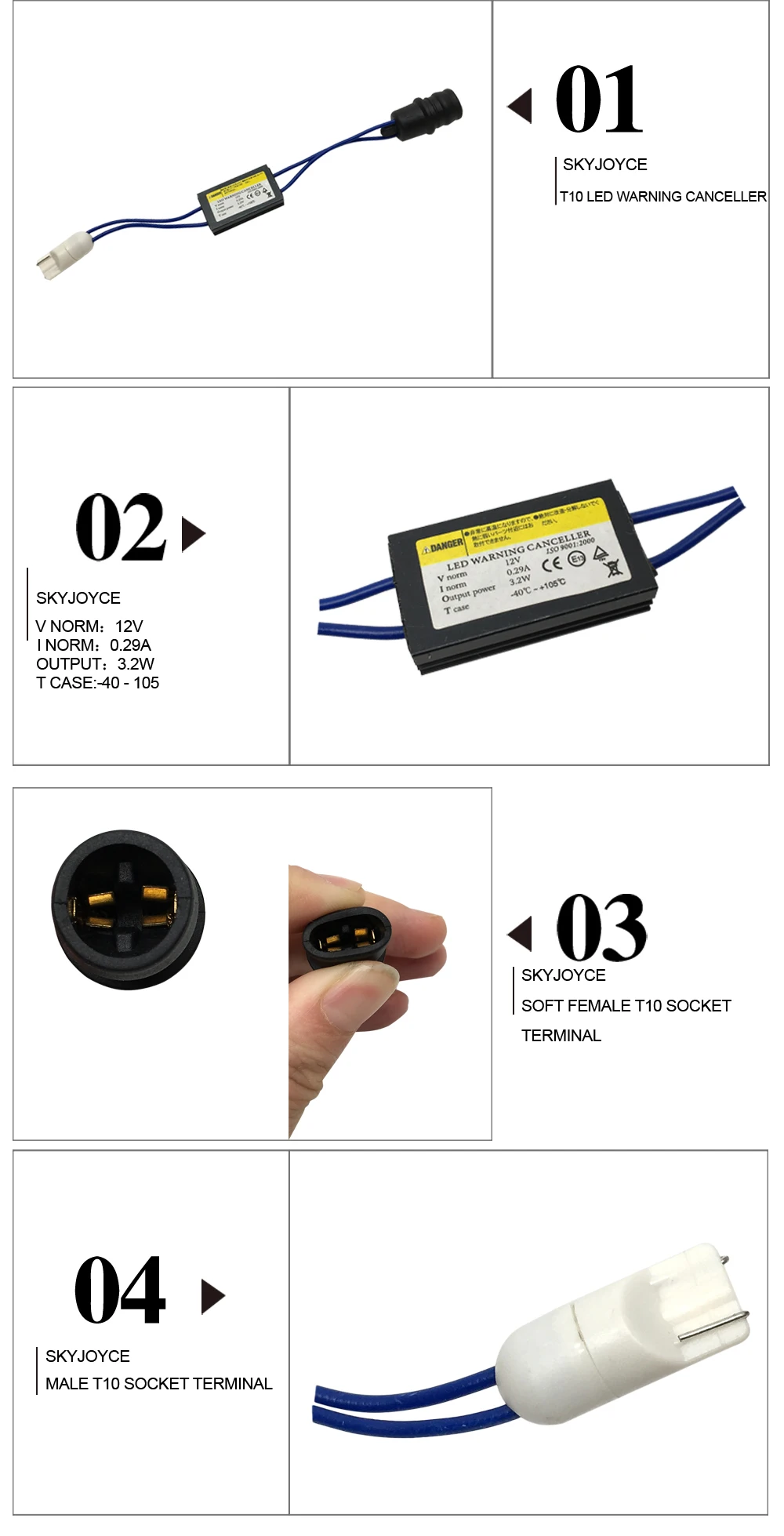 SKYJOYCE 1 Pair 168 194 W5W canbus decoder led load resistor NO error OCB warning canceller canbus T10 led decoder car style (3)