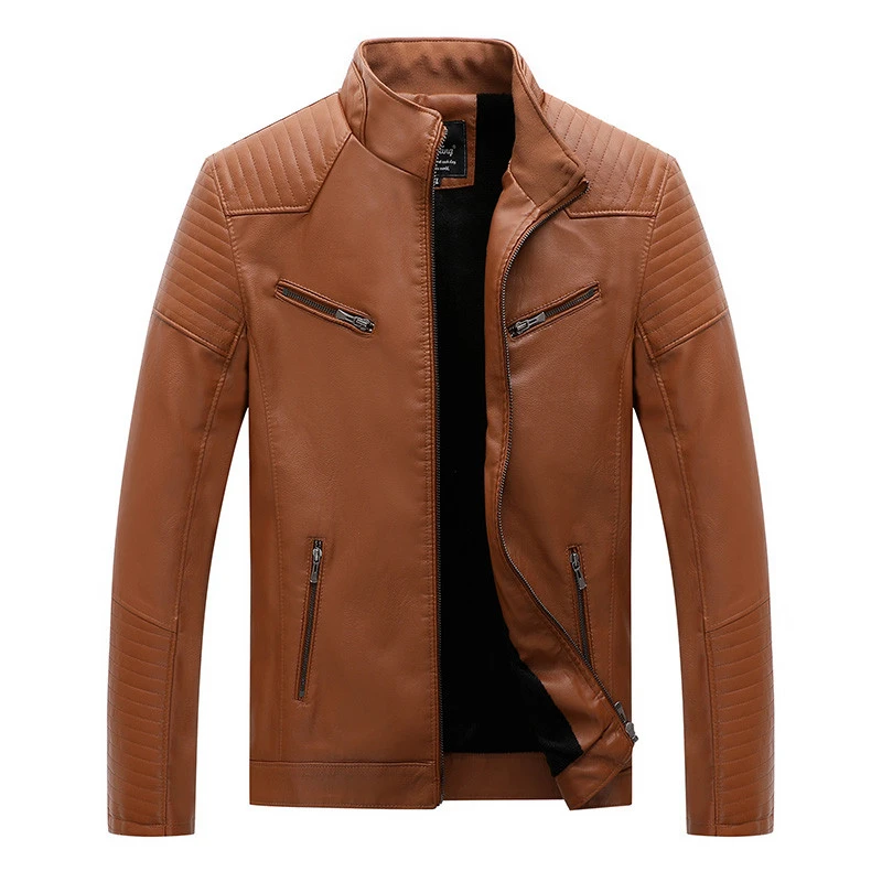 FGKKS, высокое качество, мужские кожаные куртки, пальто, осень, зима, мужская мода, сплошной цвет, искусственная куртка, мужские повседневные куртки, пальто