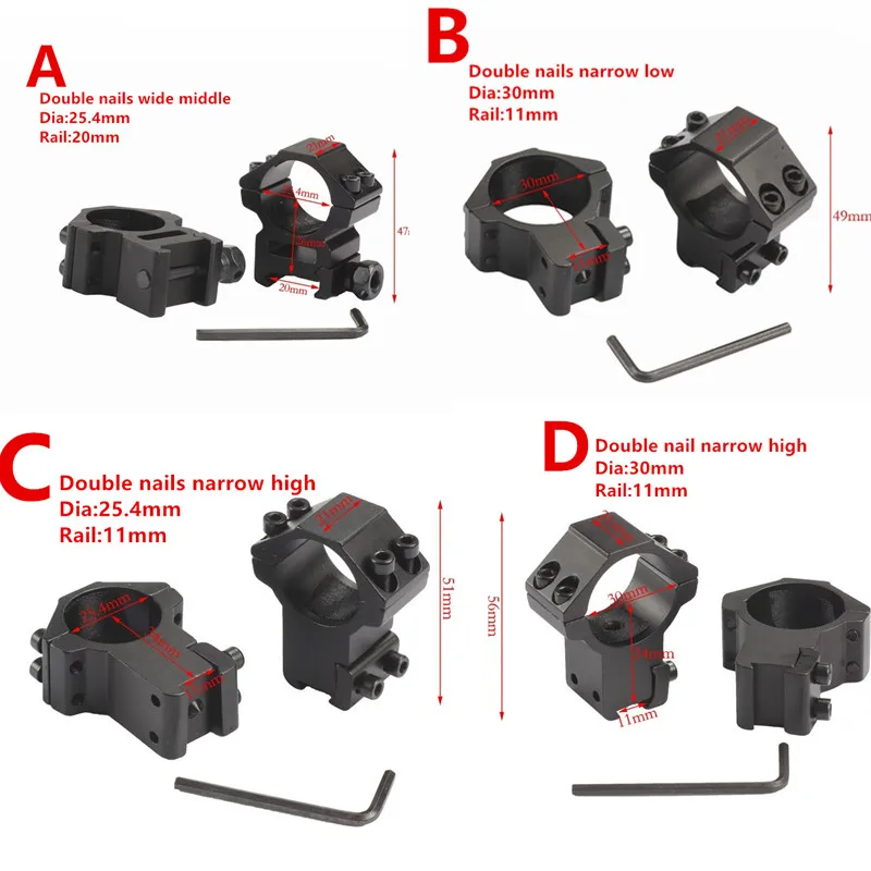 

1pair Hunting Gun Rifle Scope Mount 25.4mm /30mm Scope Ring for 11mm /20mm Picatinny Rail Weaver Mount For Air Rifle Scope caza