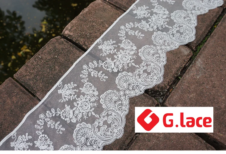 

GLace 1Y/Lot off white embroidery lace eyelash lace wedding night dress decoration Cheongsam lace headdress accessoriesTX104