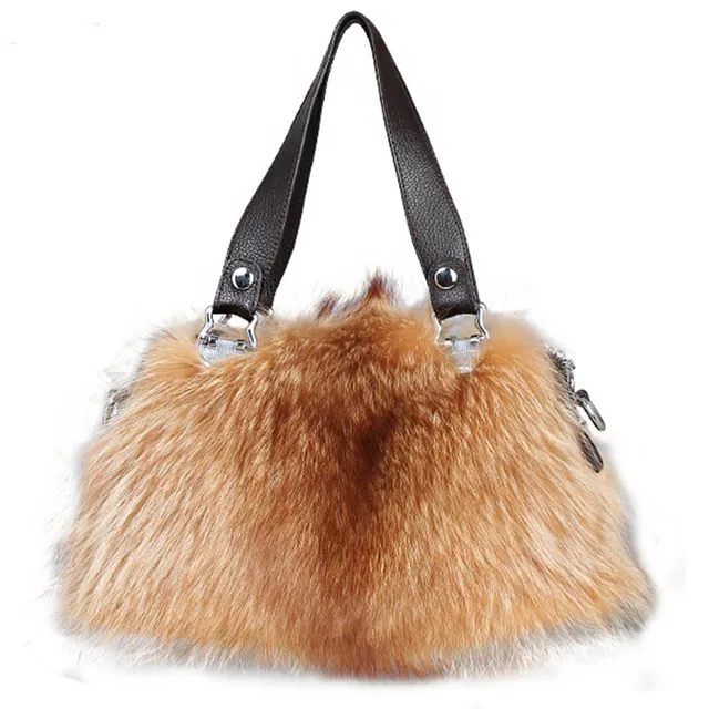 Real Genuine Fox Fur Handbags Fashion Women Winter Luxury Bag Real Genuine Fox Fur Handbags Fashion Women Winter Luxury Bag Shoulder Bags Bolsa Feminine Bao
