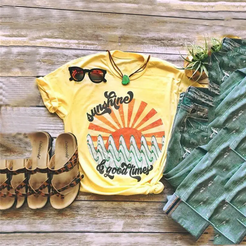 New Fashion Women Summer VintageShort Sleeve Brief Tops Causal Daily Printed Shirt  T Shirt Tee Top #4F10 (3)