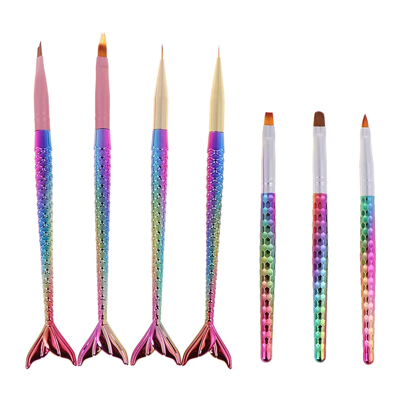 1Pc Nail Art Brush Liner Line Stripe Fish Tail Gradient Pen Acrylic UV Gel Brush Painting Tool Nail Art Pen Hot