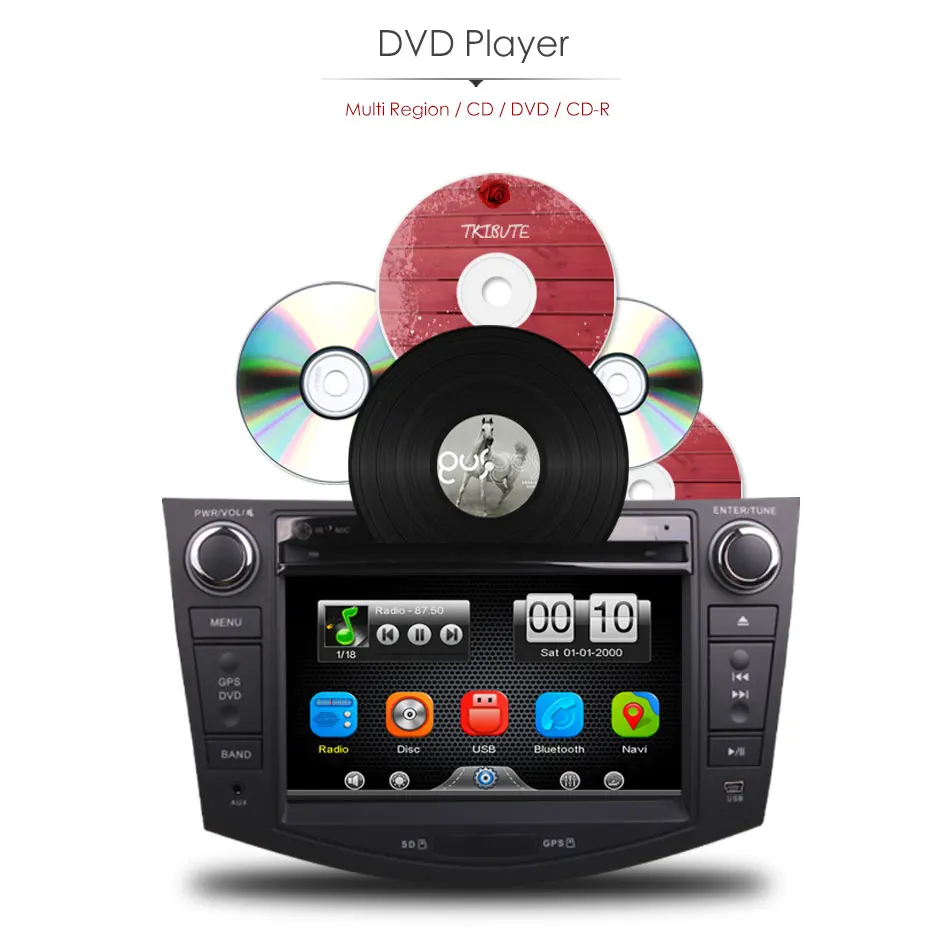 Discount 2Din Car In Dash DVD Media Player Radio Bluetooth Head Unit Stereos with Reverse Camera for Toyota RAV4 2007-2011 (Without GPS) 9