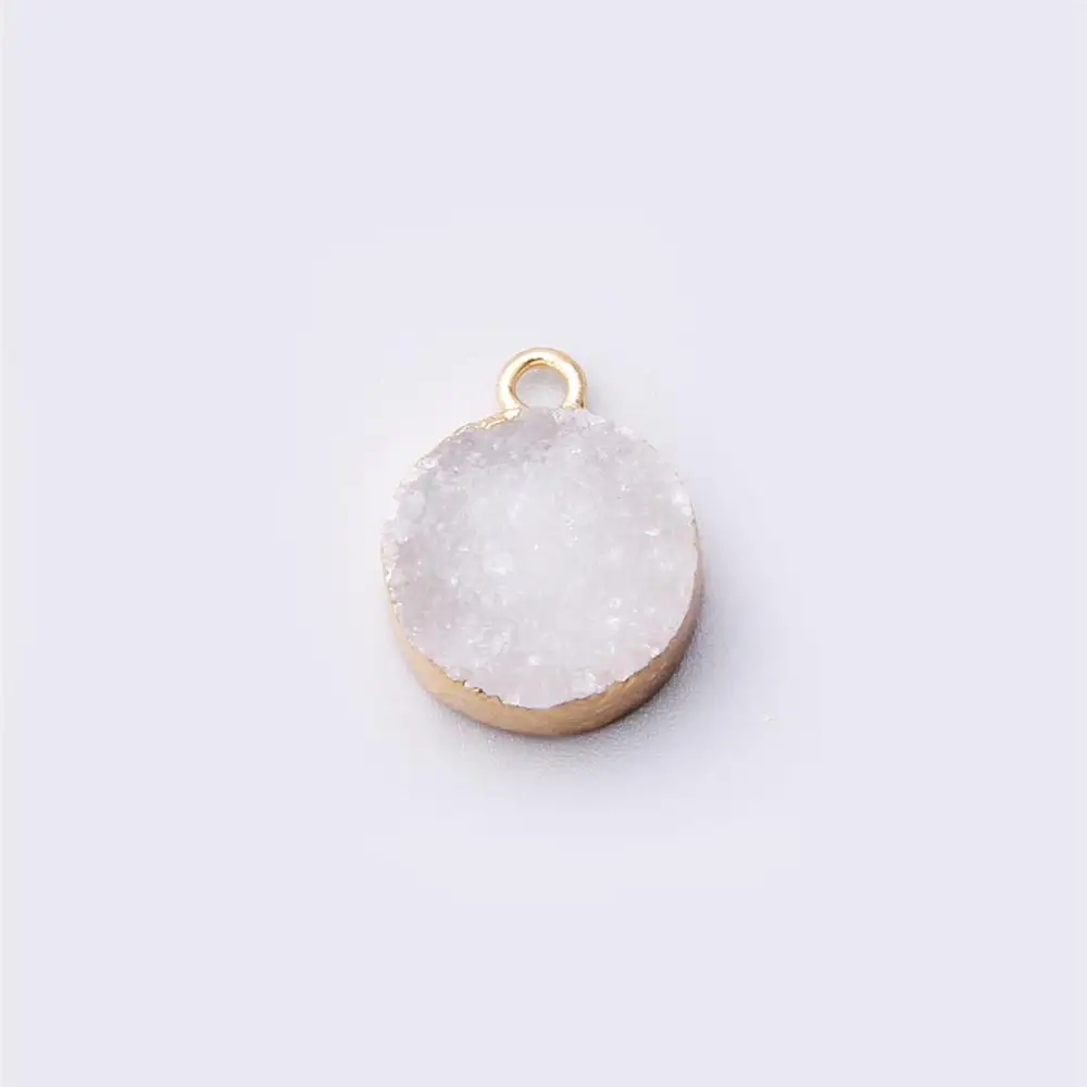 Round Stone agates druzy Quartz Crystal pendulum pendant Necklace Druzy Crystal Quartz Pendant pink blue black yellow pendant