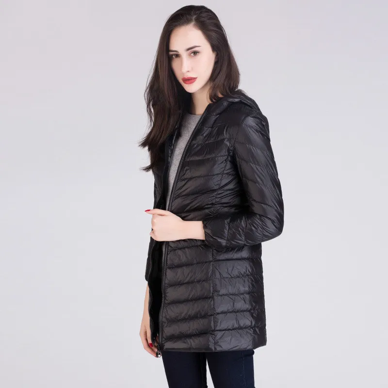 [Aiweier]New Womens Ultralight Down Jackets Hooded Zipper Long Nylon White Goose Coats 2017 Winter For Girls AL2105|winter down|winter for