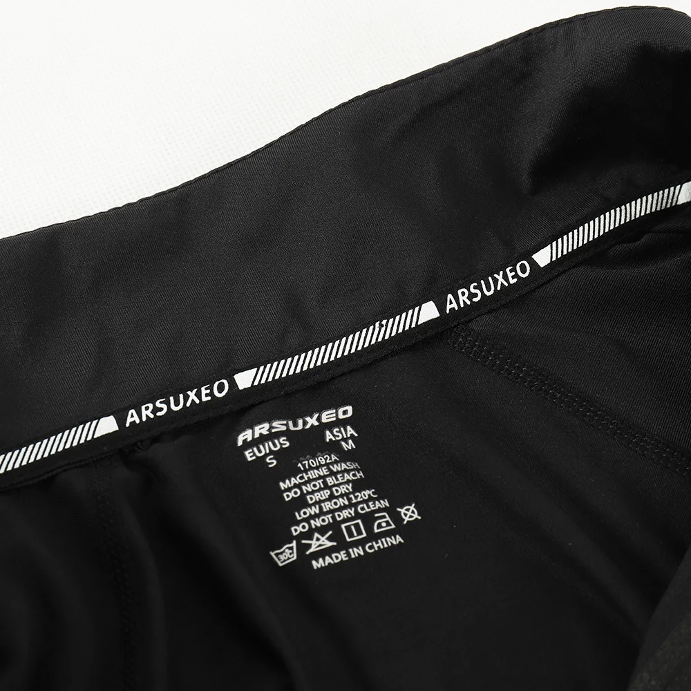 ARSUXEO мужские уличные спортивные прилегающие быстросохнущие лосины для бега рубашки с длинным рукавом эластичные рубашки с полумолнией одежда для бега Светоотражающие 18T6