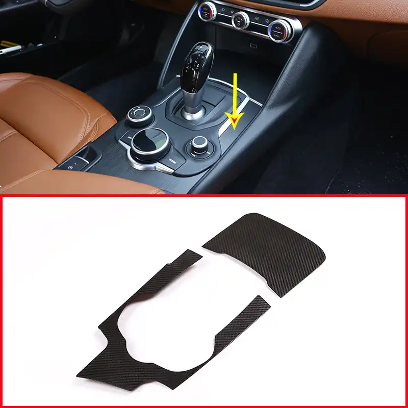 Real Carbon Fiber For Alfa Romeo Giulia 2017 2018 2019 Car Interior Center Console Gear Shift Panel Cover Trim Lhd Accessories